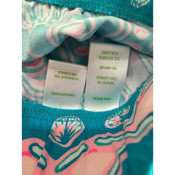 Lilly Pulitzer Women's XXS Palazzo Pants Blue Pink Shell Print Rayon Wide Leg - Picture 4 of 6